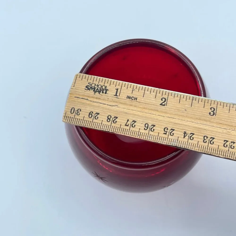 Crate & Barrel Ruby Red Glass Starburst Votive Star Candle Holder Poland